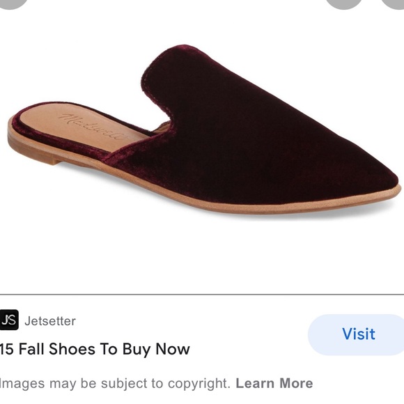 Madewell Gemma Pointed Toe Velvet Flat / Mule - Picture 4 of 10